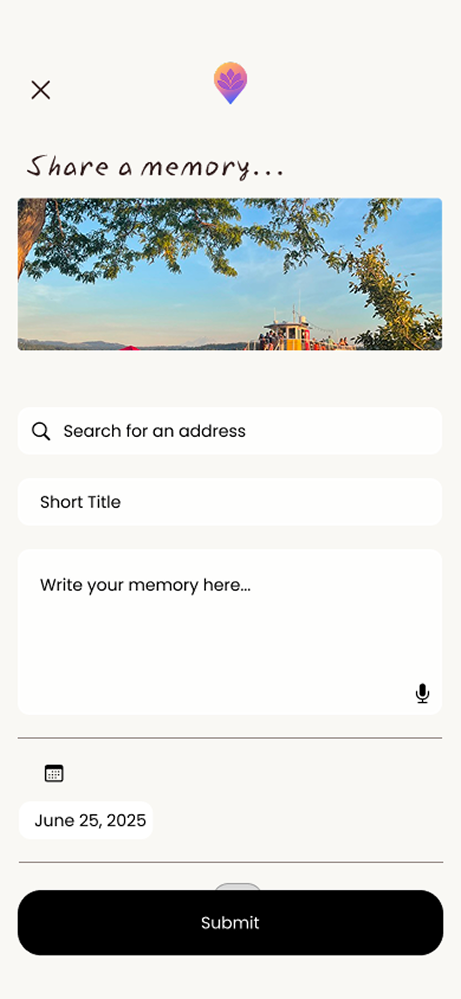 Share a memory form — with photo attached