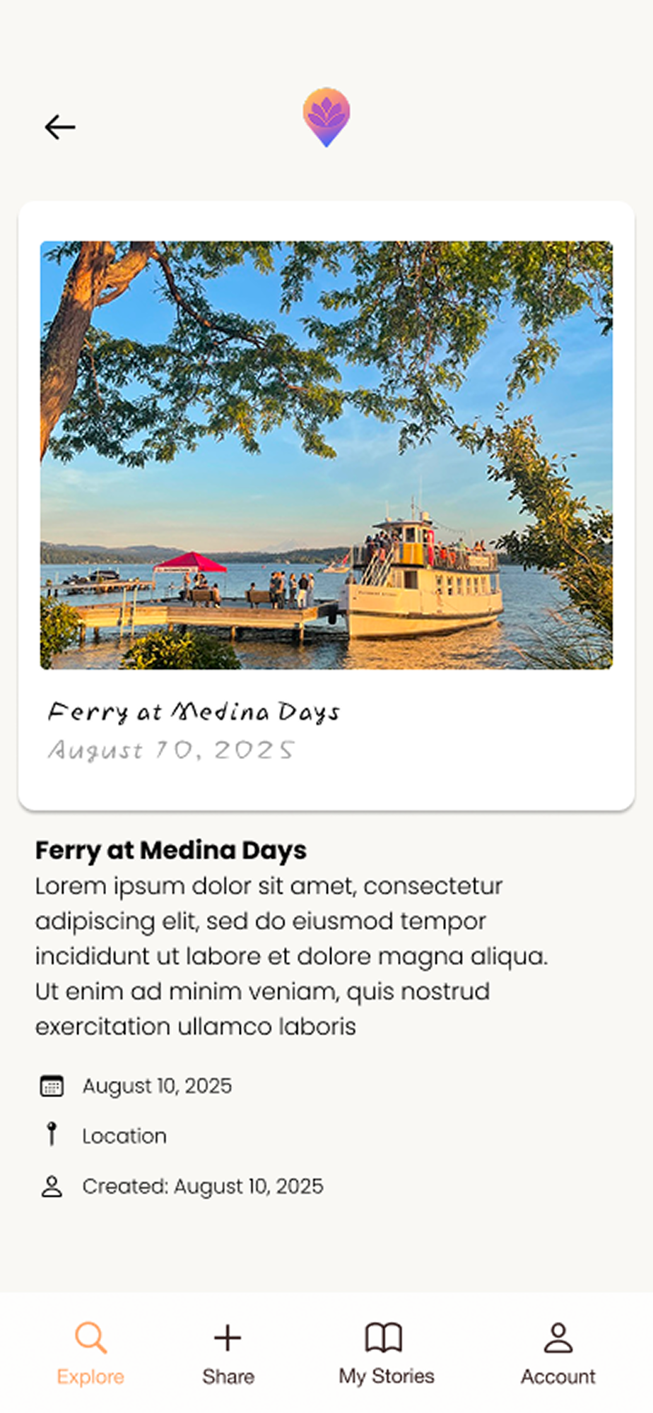Memory detail view — Ferry at Medina Days