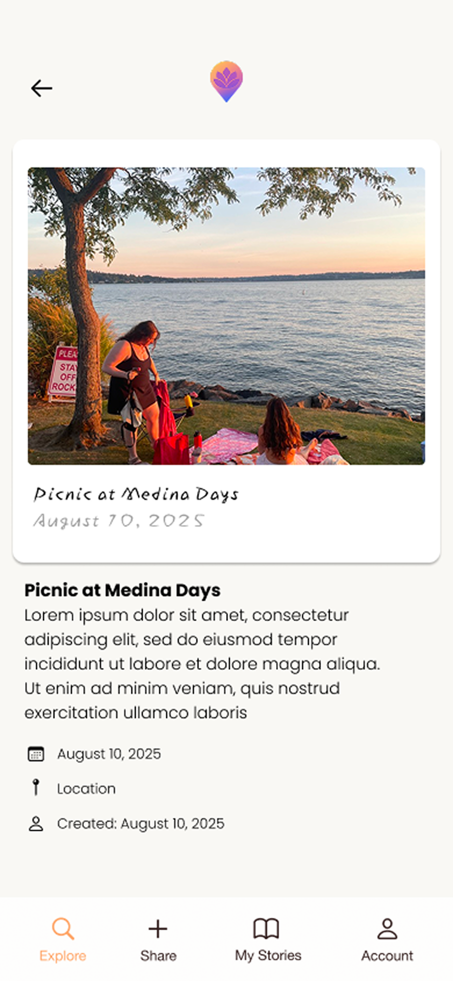 Memory detail view — Picnic at Medina Days
