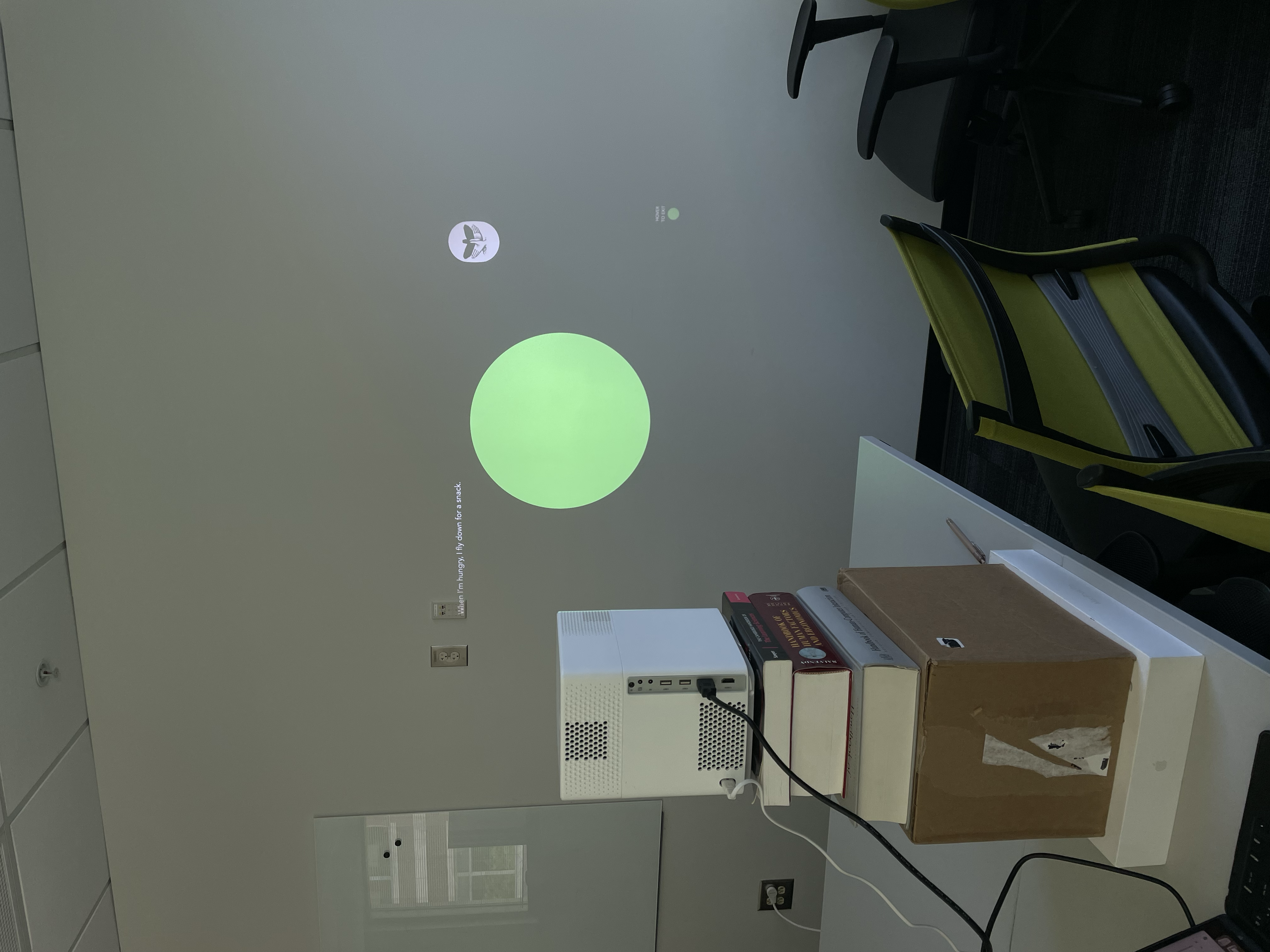Projection setup testing with projector and wall